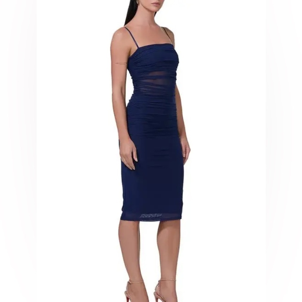 AFRM Navy Blue Ruched Dress